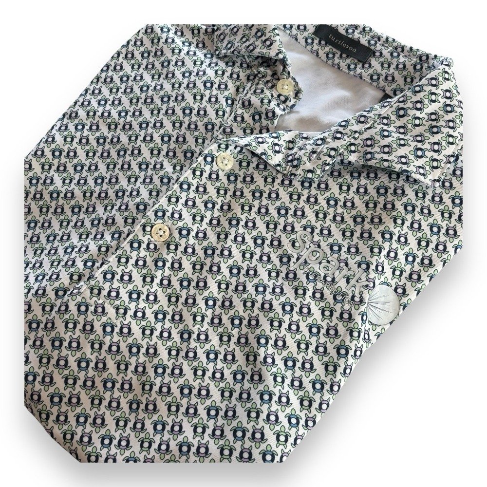Turtleson Shirt Mens M Golf Polo All Over Print Turtles Graphic